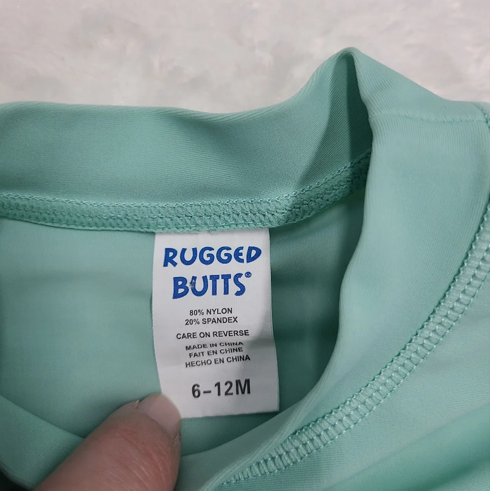 RuggedButts swim trunks and rashguard size 6-12 months